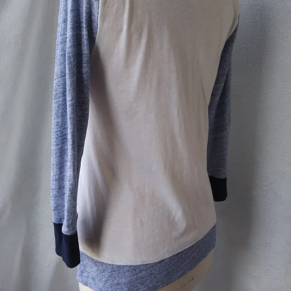 J. Crew | Navy and Soft White Baseball Tee | S